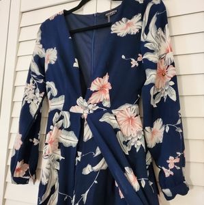 👗 Floral, Long-sleeve, Romper/Maxi Dress